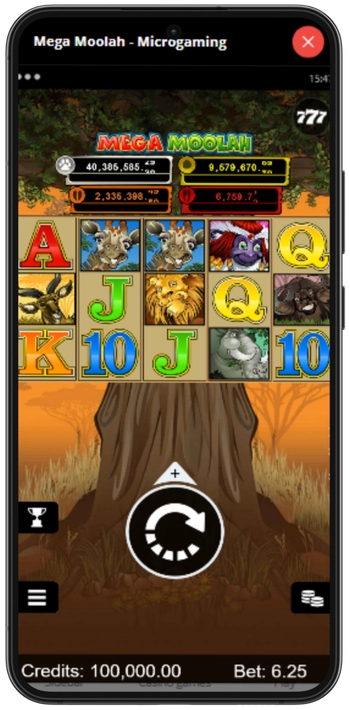 Mega Moolah steg 4: spille med virtuelle kreditter